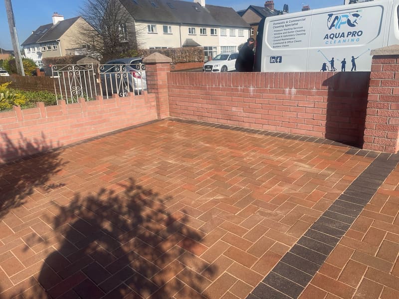 Block paving driveway cleaned by Aqua Pro Cleaning